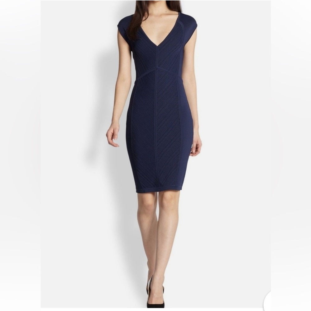 Diane Von Furstenberg CRESSIDA Paneled Knit Dress Navy
